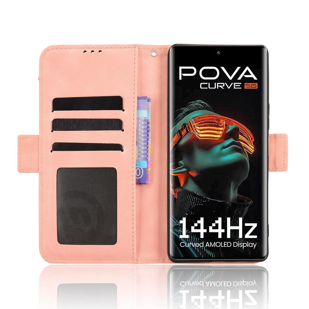 Skórzane etui portfel na telefon TECNO Pova Curve 5G LJ8k z wieloma przegródkami na karty