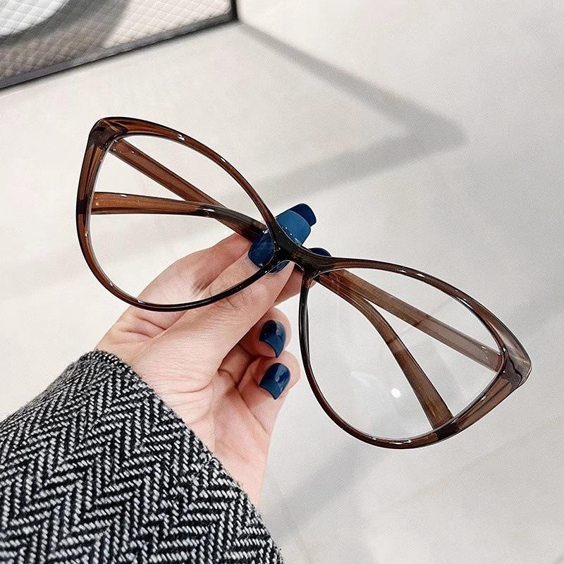 Fashion 2PCS Fashion Ins Stylish Plain Glasses for Women Ladies Cat Eye Optical Spectacle Eyeglasses Unisex Men Retro Anti-blue Glasses