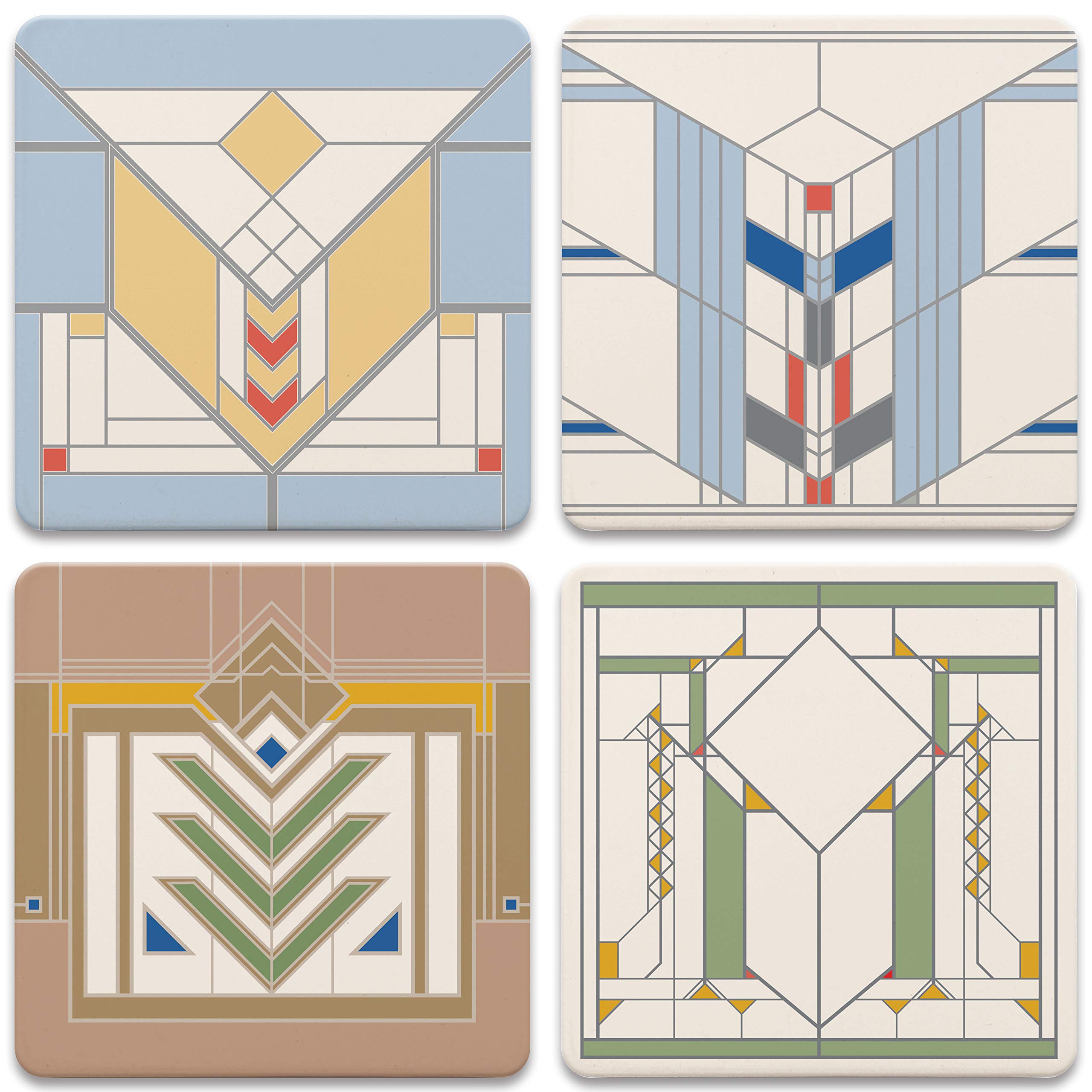 

CoasterStone Frank Lloyd Wright Chevron Design Set of One Multicolor Coasters, 4, Size,