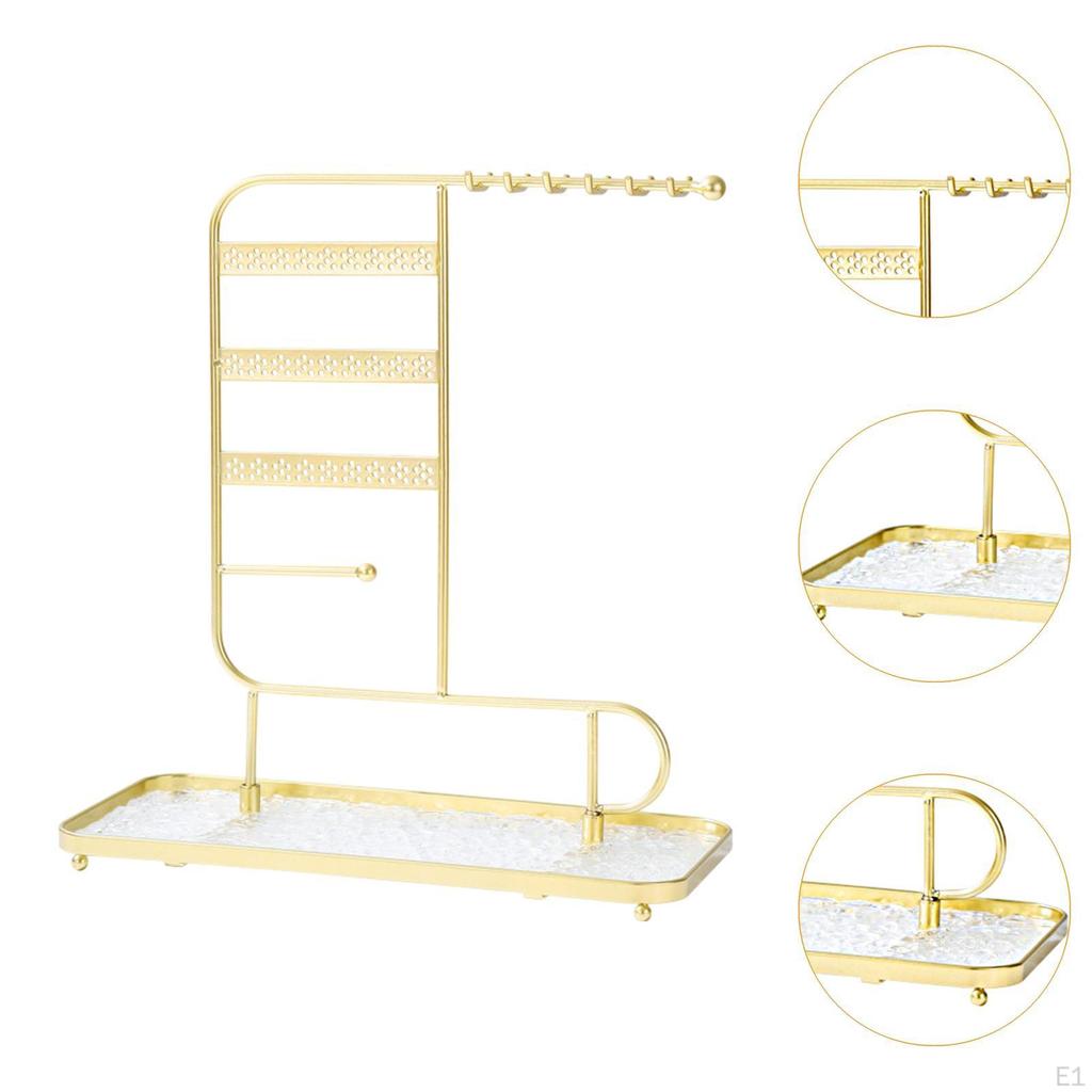 Soporte de Joyería de Arte en Hierro Estante Exhibidor de Joyas Decorativo con Ganchos Organizador de Pendientes Collares