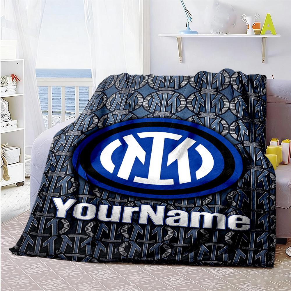 Inter Milan Customize Your Name Blanket Throw Personalized Blanket Soft Warm Cozy Throw For Sofa Living Room Office Chair Bedding Ideal for All Season