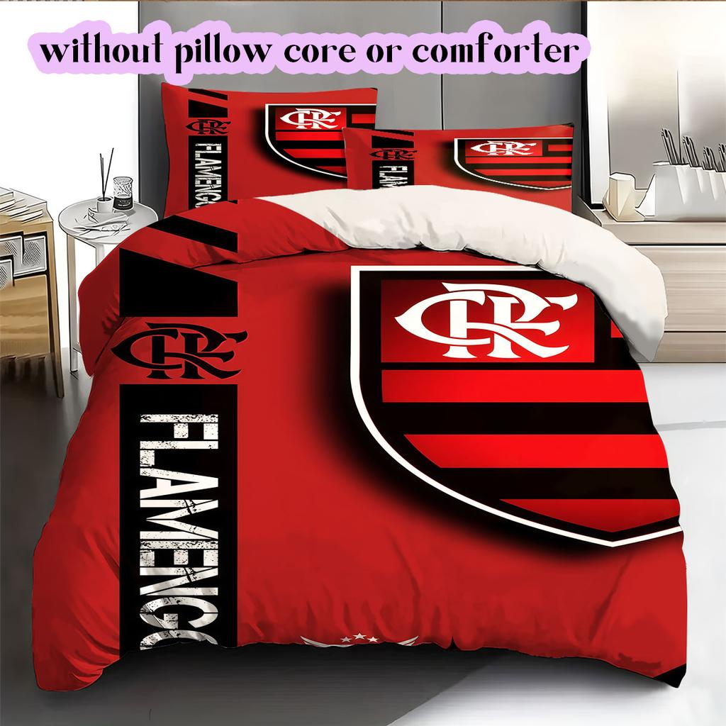 Flamengo football soccer Pattern Bedding,Quilt Set Quilt Cover Pillowcase Home Birthday Gift (1*duvet cover+2*pillowcase,without core)