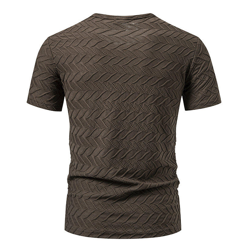 Summer New Men's Short Sleeve T-shirt Casual Round Neck Textured Design Fashion Lightweight Breathable Male Tops