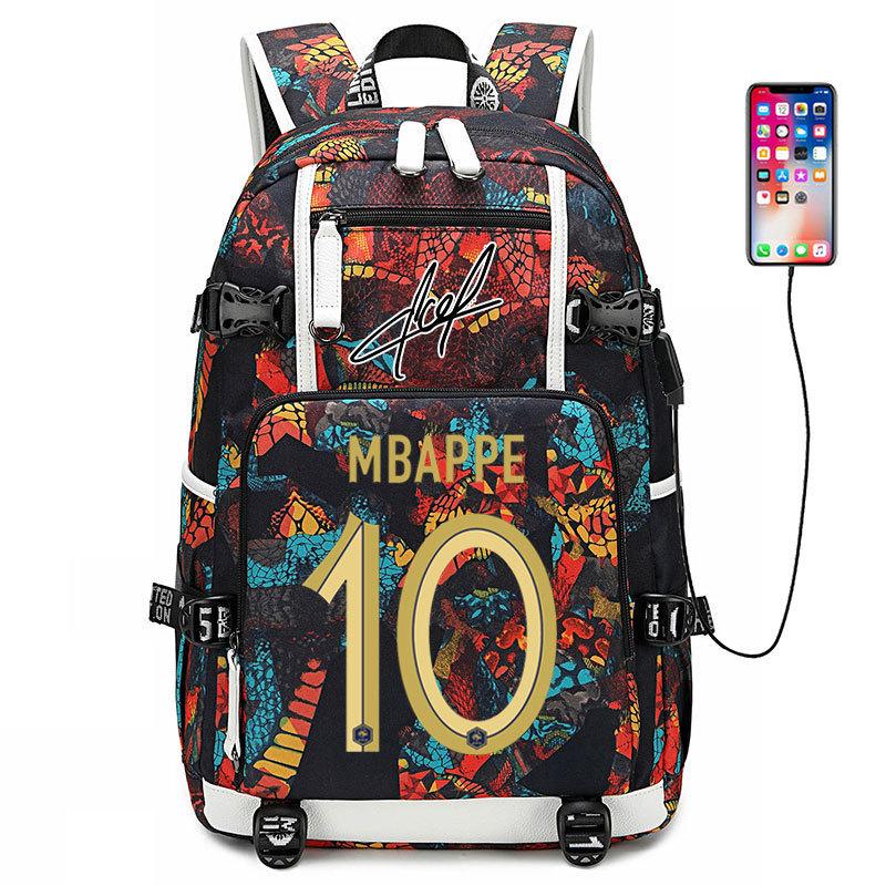 Large Capacity Football Backpack Mbappe School Bag Neymar Signature Backpack