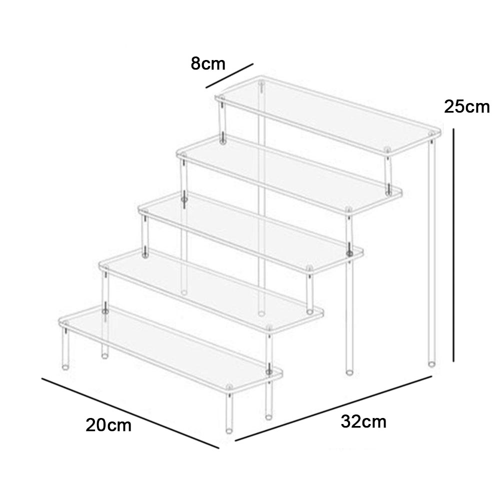 Espositore espositivo in acrilico da 1-4 livelli, espositore durevole per cupcake, bambole, profumi, mensola portaoggetti trapezoidale trasparente