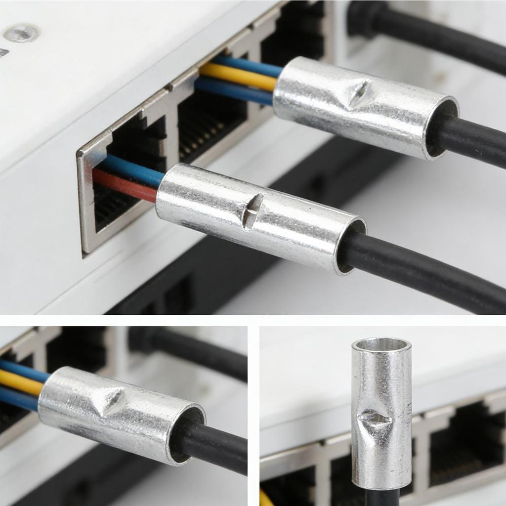 16–14AWG Butt Connector Kit Butt Splice Tube Bare Crimp Terminals Non Insulated Metal Wire Ferrules Electrical Cable Crimping