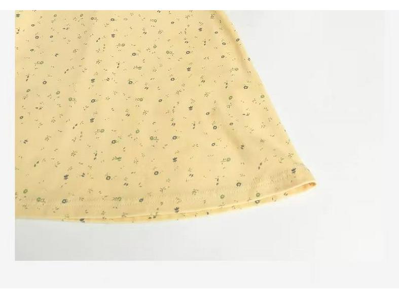 Elegant Yellow Floral Slim-Fit Summer Dress with Lace and Square Neck Short Style