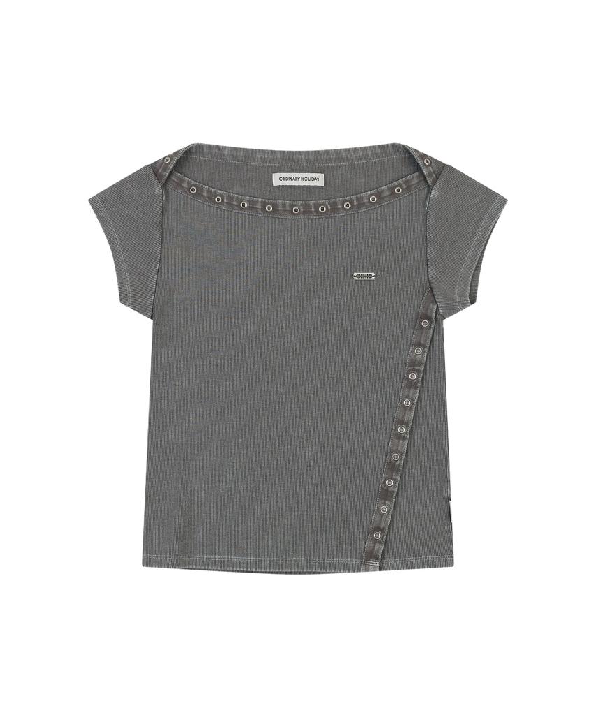 ORDINARY HOLIDAY Snap Pigment T-Shirts [Grey]