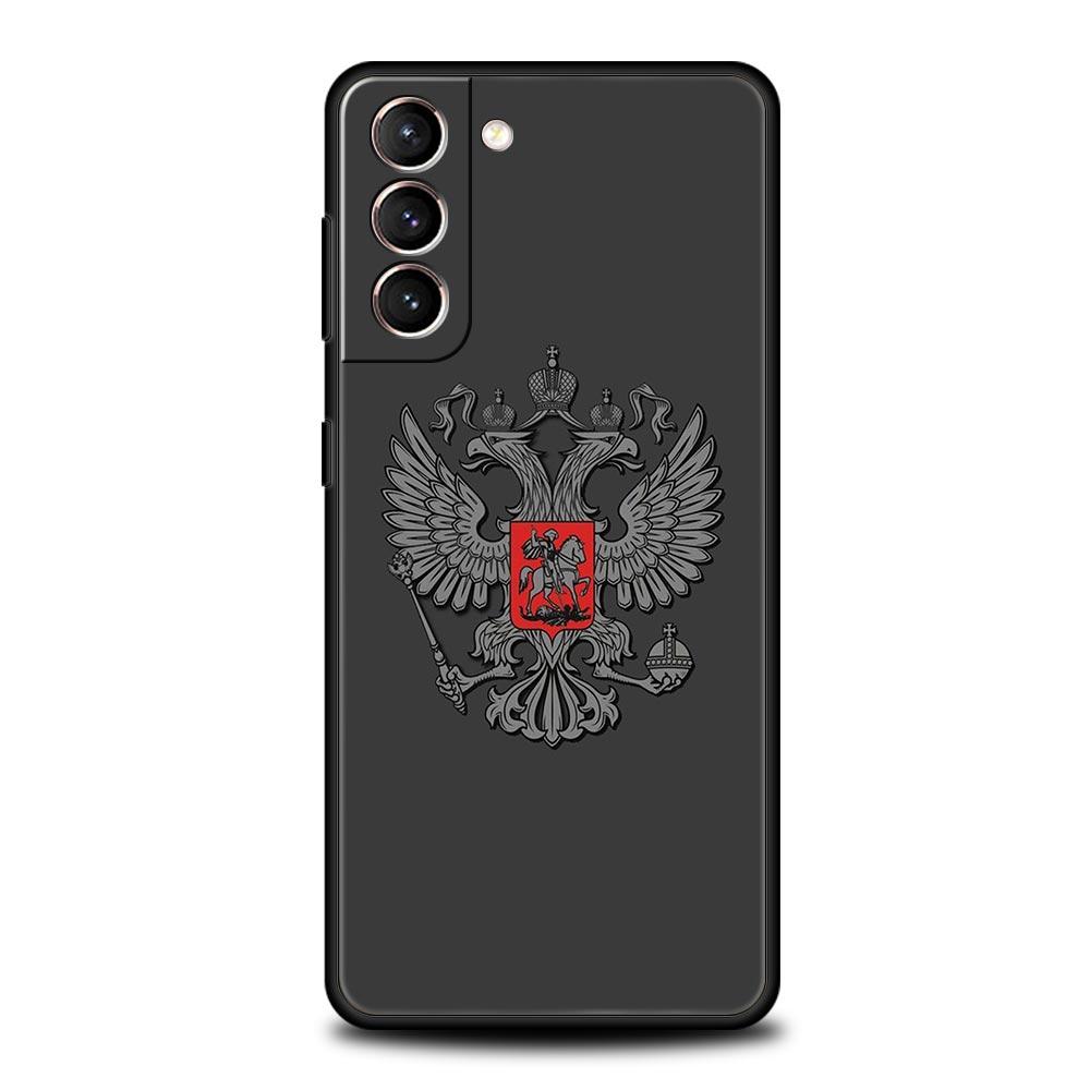 Phone Case For Samsung Galaxy S23 S22 Ultra S20 S21 FE 5G S10 S9 Plus S10E S8 Note 20 Black Cover Russia Russian Flags Emblem