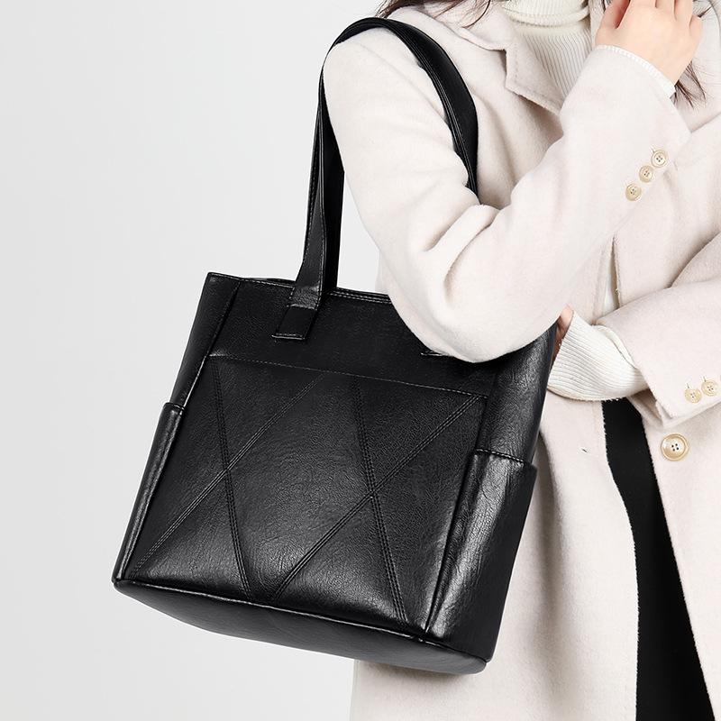 

Женская сумка из искусственной кожи, сумки через плечо, женская сумка-тоут, дизайнерский бренд, винтажный стиль, ретро-сумка-тоут чёрный