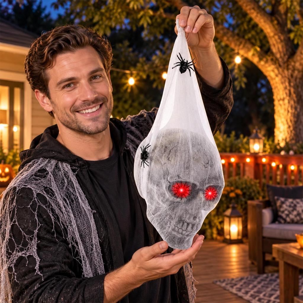 Halloween Hanging Decoration with Red Light for Scary Party House Decor