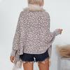 Autumn/Winter Leopard Print Fur Collar Batwing Sleeve Cardigan for Women