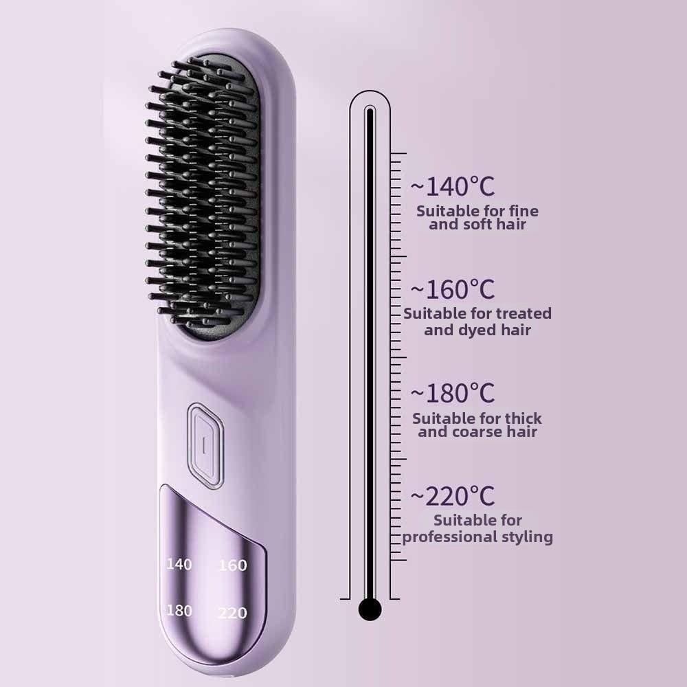 USB Rechargeable Electric Hair Brush 4-Levels Temperature Hot Comb Straightener  Straight Hair