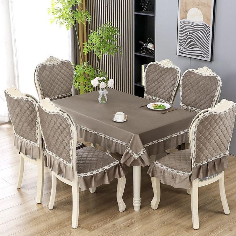 European Lace Chair Cover Geometric Pattern Soft Snug-Fit Decorative Seat Cover Luxury Dustproof Living Room Chair Protector