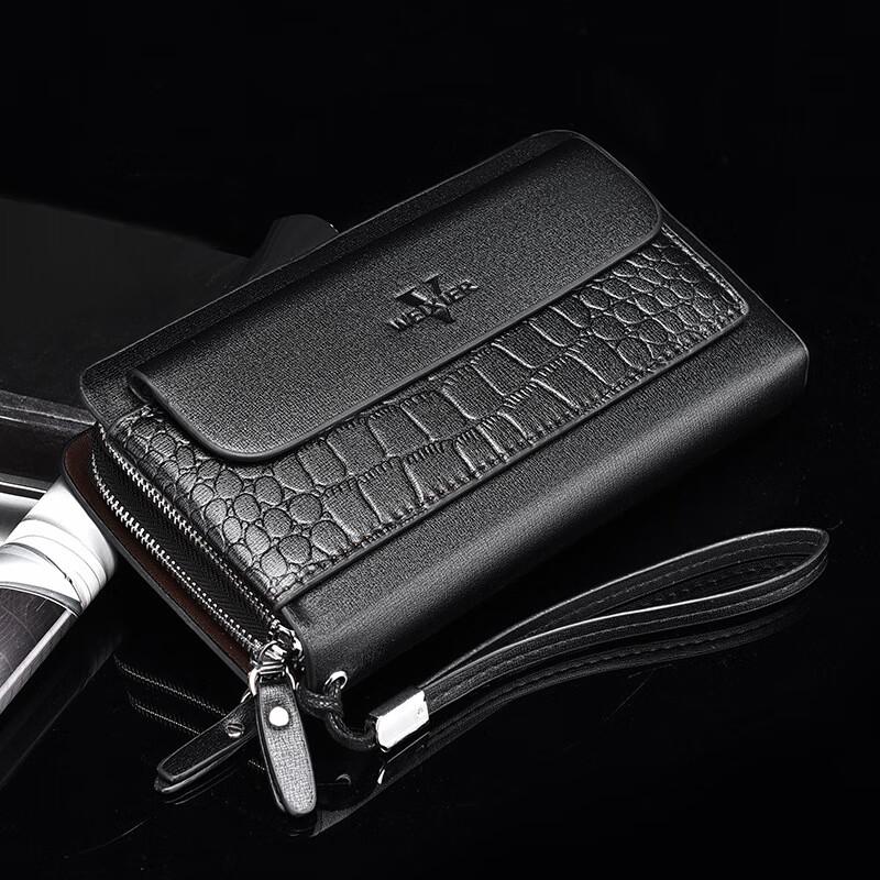 Weixier Men's Vintage PU Leather Zipper Clutch Wallet