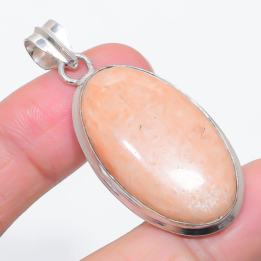 Natural Orange Aventurine 925 Sterling Silver Jewelry Pendant 2.05" t7t76