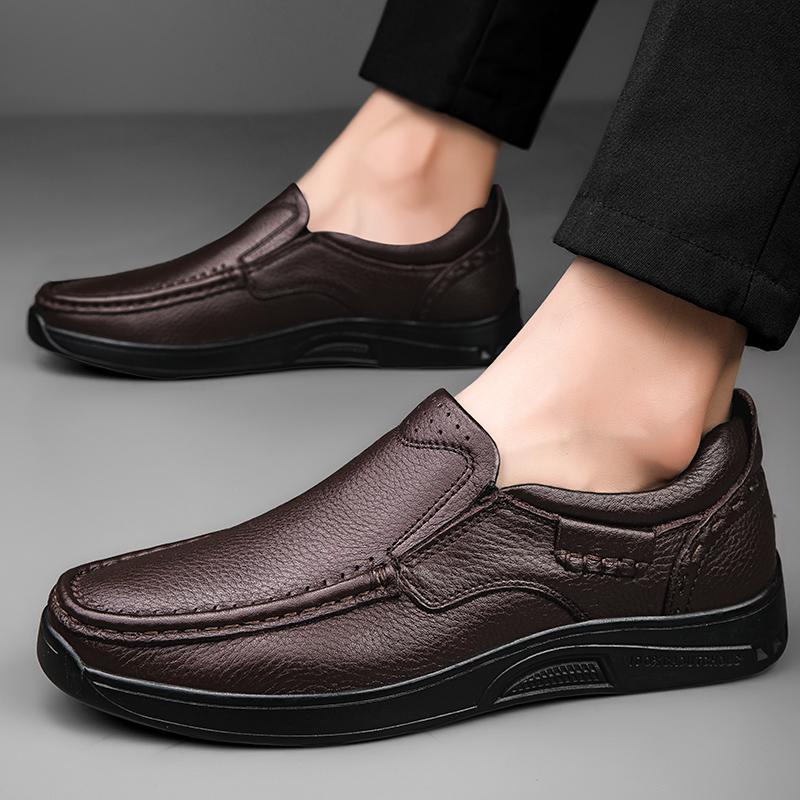 Genuine Leather Men's Loafers Soft-Soled Slip-On Shoes Versatile Casual Business Driving Shoes Male Formal Dress Shoes Moccasins