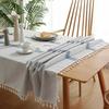 Simple Grid Striped Tablecloth Coffee Table Cloth Household Cotton And Linen Fabric Rectangular Symmetrical Striped Tablecloth Table Cloth