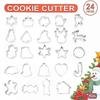 24pcs Stainless Steel Biscuit Mold Christmas/easter Cookie Cutter Baking Tool Theme Snowflake Santa Claus