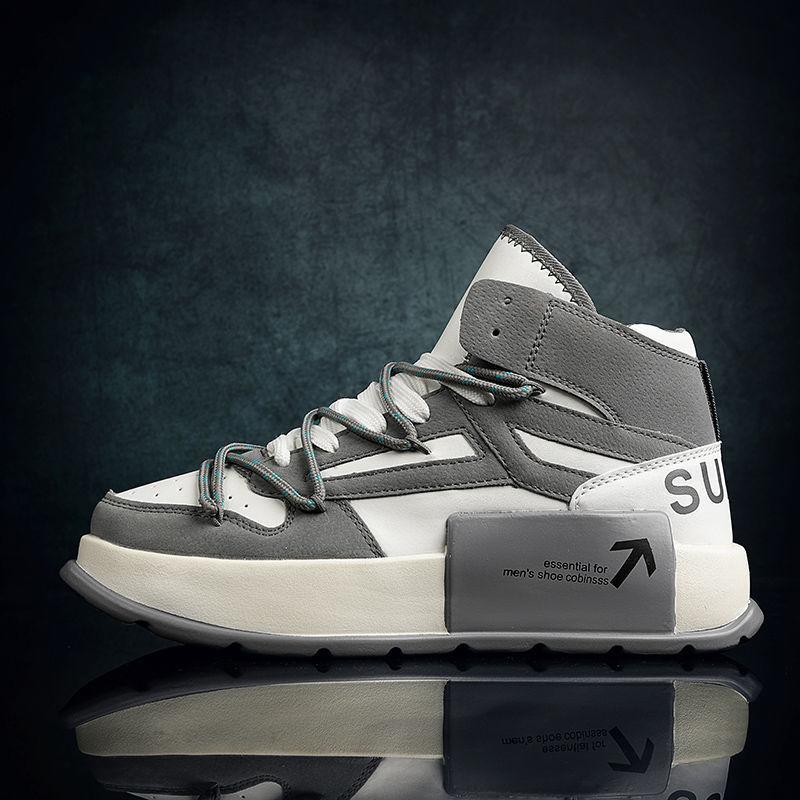 2 Autumn and winter new men's students versatile trendy shoes platform-soled high-top recreational locomotive boots board shoes