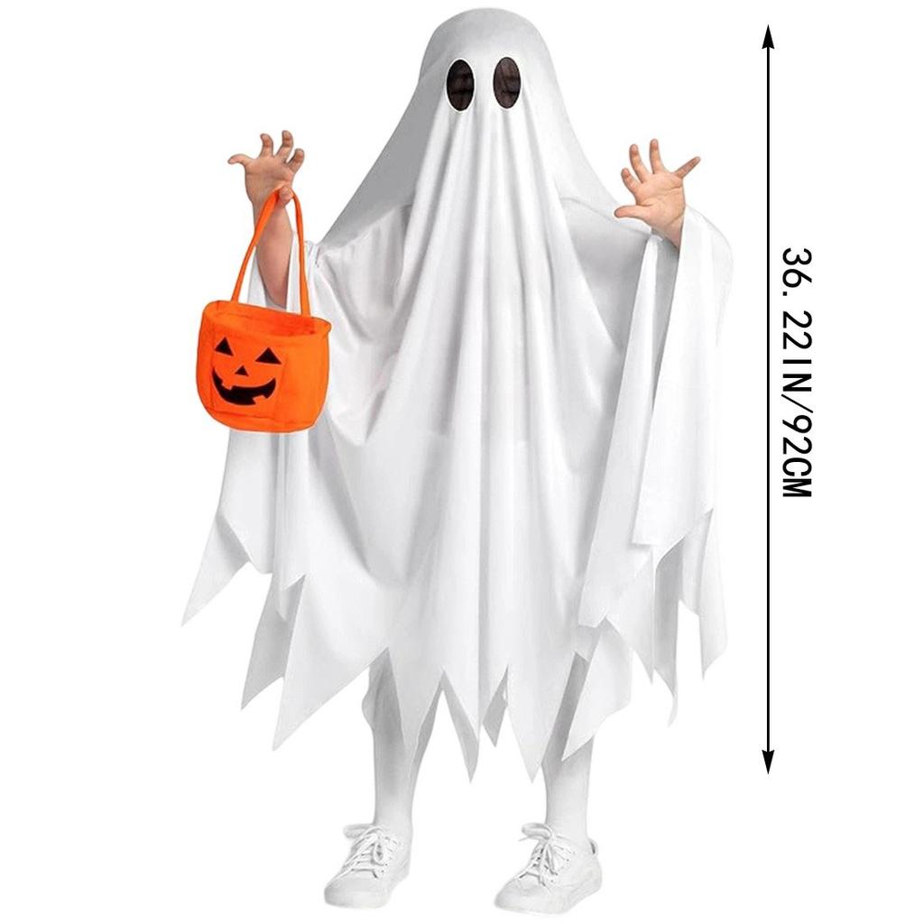 Halloween Kids' Costumes Witch & Cloak Ghost Cosplay Outfit For Kindergarten Stage Performances Costumes White