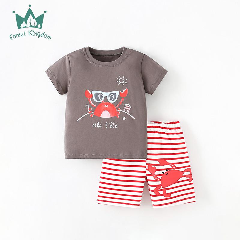 

2024 Summer Boys Striped Cotton Shorts Set - European & American Style Casual Outfit 5Y (110cm)