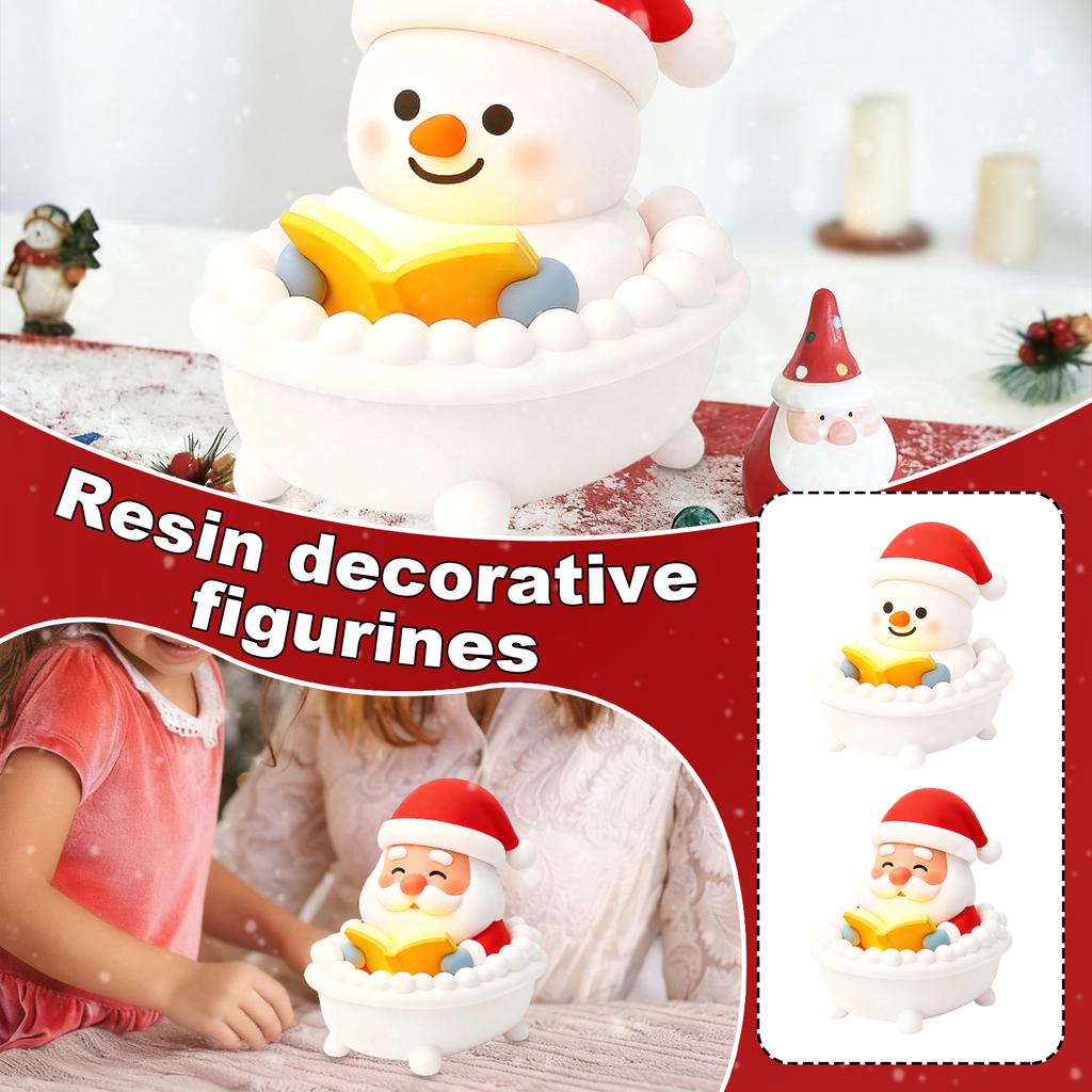 Christmas Resin Bathtub Bath Old Man Snowman Resin Decorative Lamp Christmas Party Gift