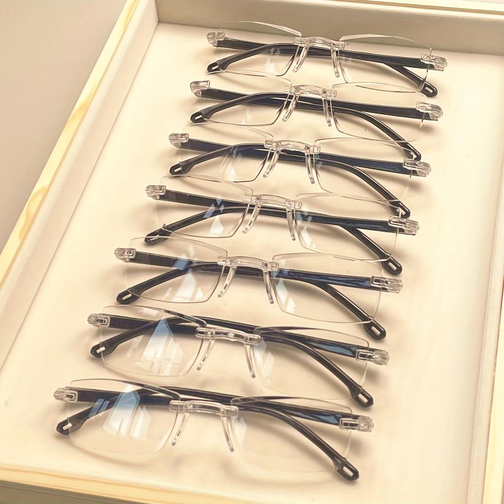 7PCS Vintage Square Reading Glasses for Women Anti-Blue Light Polycarbonate Lens One-Piece Square Frame