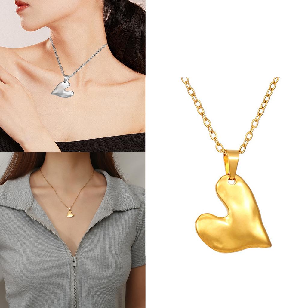 Elegant Love Heart Necklace Pendant Charm Neck Chain Jewelry with Stainless Steel Chain for Everyday Wear