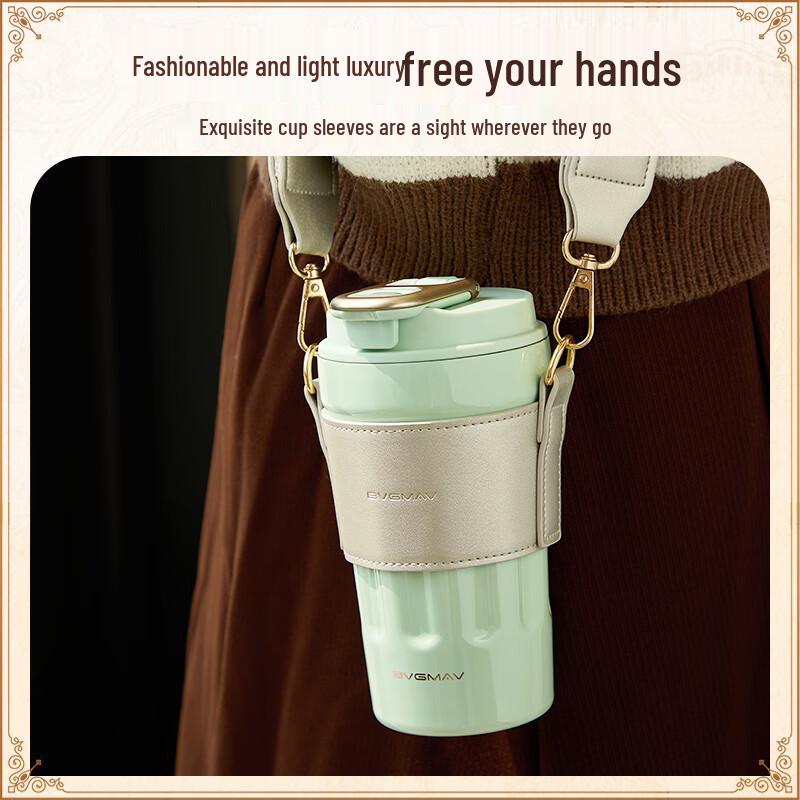 Baoweima Přenosná nerezová termoska na kávu s pouzdrem na přenášení