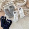 Winter Warm Fleece Socks, College Style Flanging Embroidered Stacking Socks, Children'S Lace Medium Tube Warm Socks