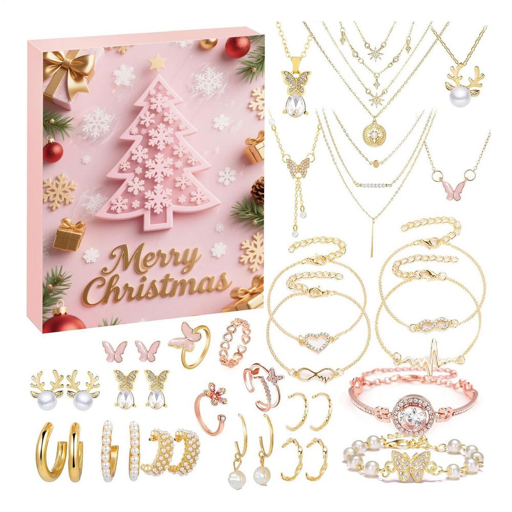 2025 Christmas Jewelry Gift box 24-Day Girls Earring Bracelet Set Christmas Advent Calendar for Teen Adults Family
