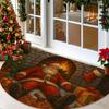 1Pcs Santa Fireplace Semi Circle Welcome Doormat Non-Slip for Outdoor Patio Porch Kitchen Bathroom Entryway Floor Mat