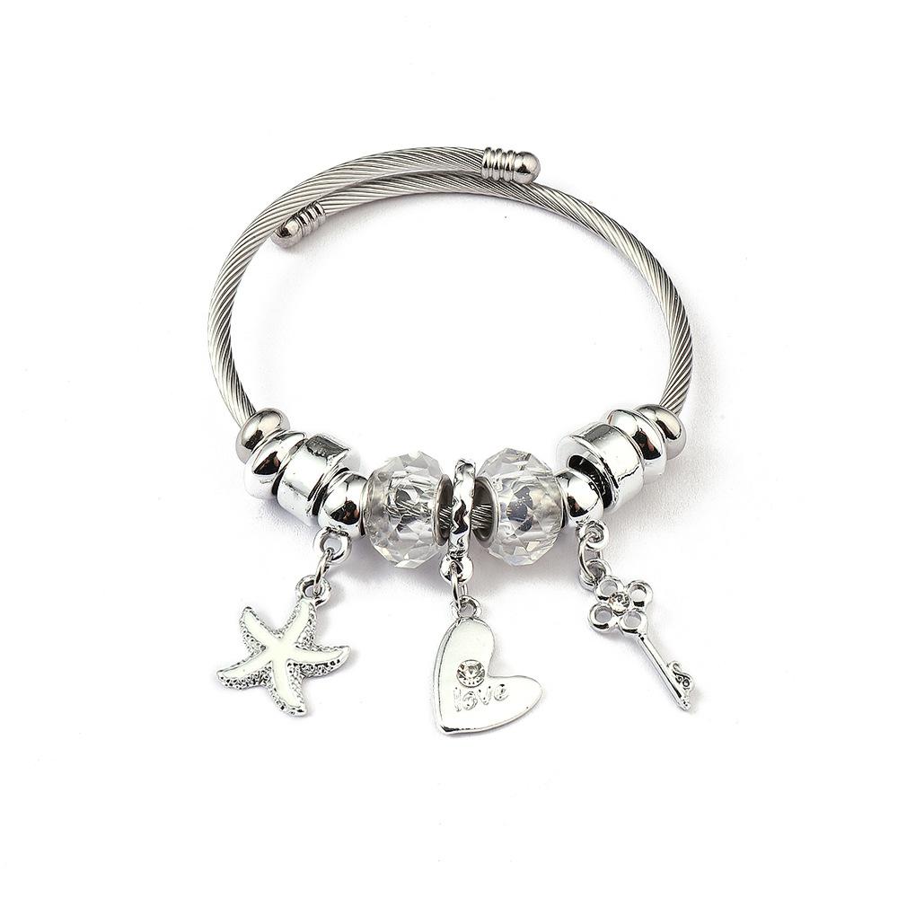 Fashion Dual Tone Stainless Steel Bracelet With Ocean Theme Pendant Gold And Silver Jewelry Gift