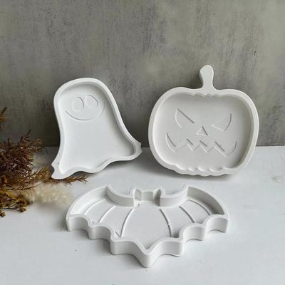 Cute Halloween Coffin Pumpkin Spooky Bat Tray Silicone Mold Holiday Tray Plaster Mold Resin Drip Moulds