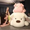Cachorro Gigante 70/100CM Deitado com Suéter Brinquedos de Pelúcia Kawaii Travesseiro Husky Deitado Bonecas de Animais Macios de Pelúcia Presente para Meninos Meninas