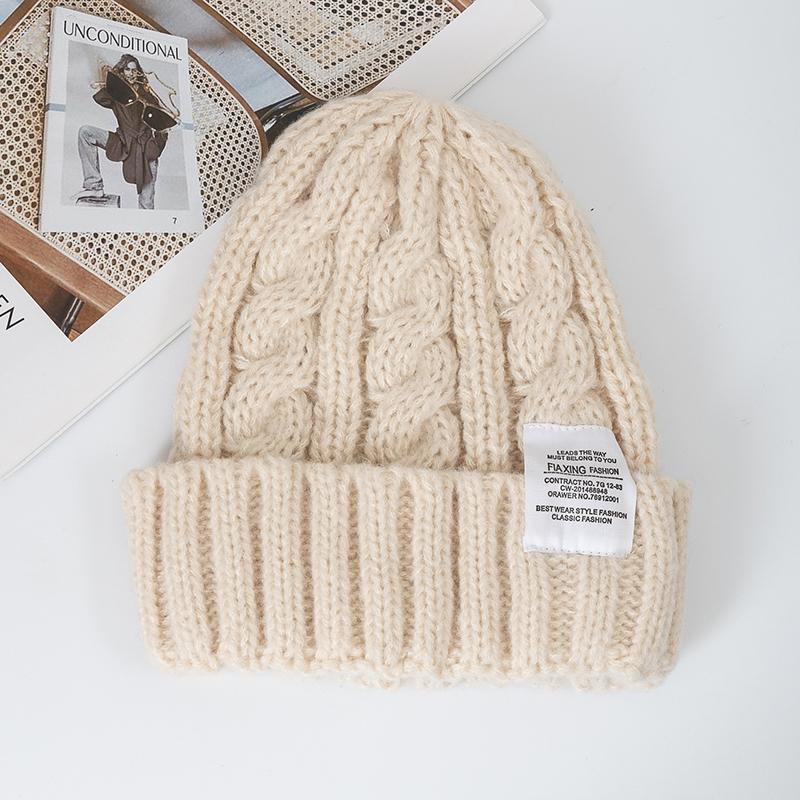 

Новая женская зимняя шапка ярких цветов, модная тканевая вязаная шапка в стиле Kpop, мягкие шапки-бини для женщин, уличная зимняя кепка бежевый