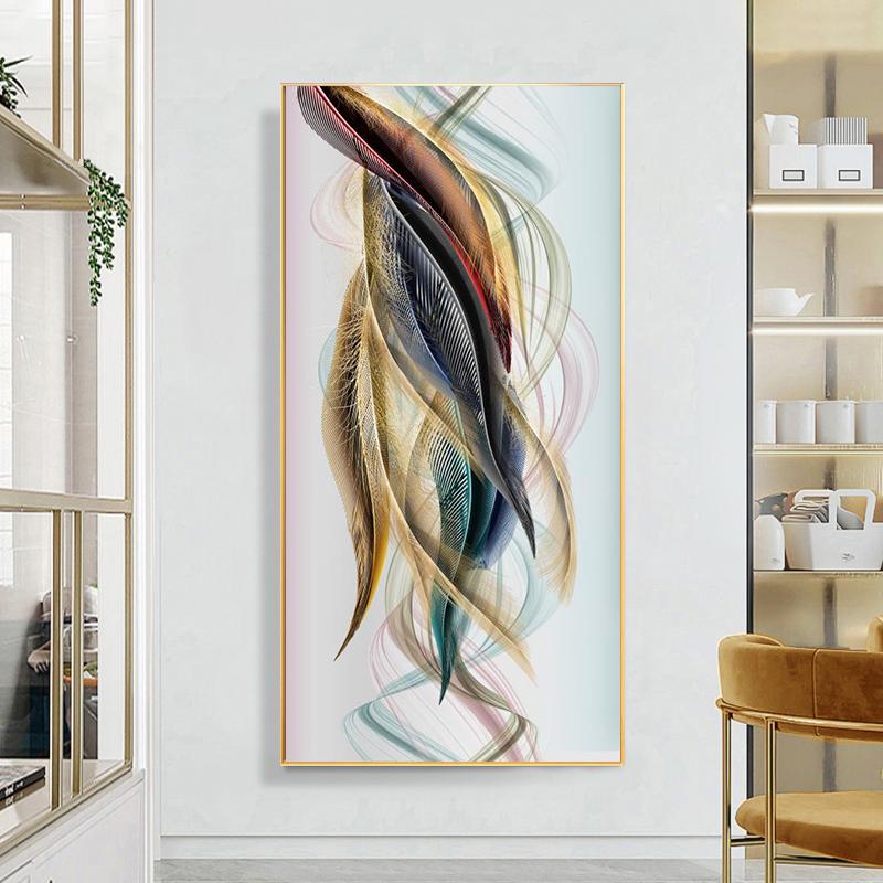 Nordic Luxury Decorative Painting Printed On Canvas Modern Feathers Posters Prints Wall Pictures for Porch Aisle Home Decor