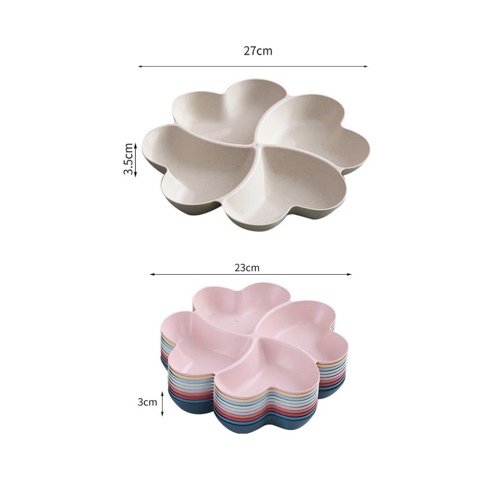 Podnos na ovocný talíř se 4 mřížkami Kreativní talíře ve tvaru srdce Úložný box Talíře na svačiny na sušené ovoce Dělené bonbóny Zásobník na dezertní talíře