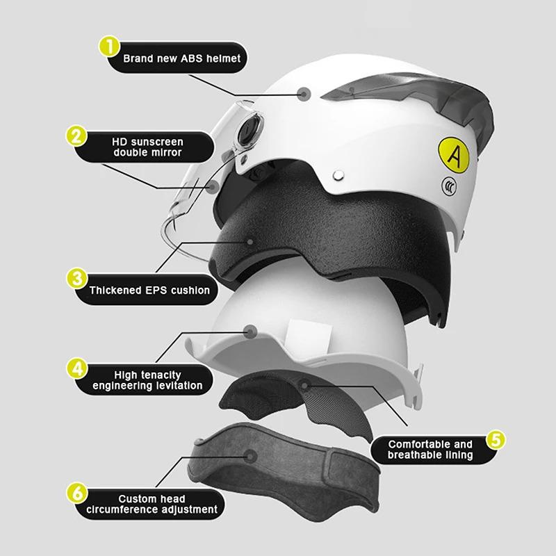 UV Protective Motorcycle Helmet with Sun Visor Lightweight All Season Safety Gear for Men Women E Bike Compatible