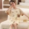 Girls Cotton Pajama Set Short Sleeve Cartoon Print Lightweight Sleepwear Ages 8