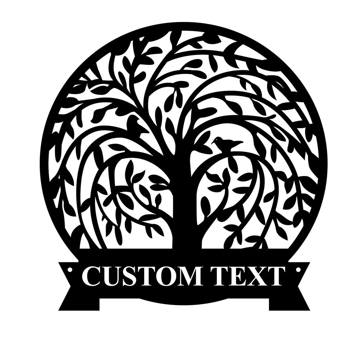 Metal Wall Art Custom Last Name Sign, Personalized Family Tree Decor