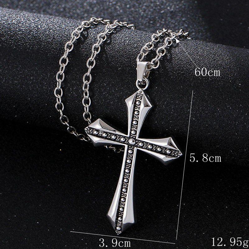 Retro Flower Pattern Cross Necklace: Unique Hip Hop Design