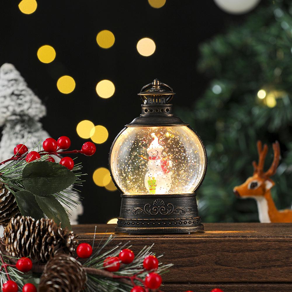 Retro Weihnachtslaterne: Weihnachtsmann Leuchtende Wasserflaschenlampe mit Musik Ornamenten