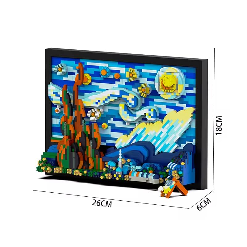 Zmart 1731-Piece Creative 3D Oil Painting Building Block Set, Famous Art Photo Frame, 3D Puzzle Assembly Kit, Mosaic Art, 3D Puzzle, Oil Painting