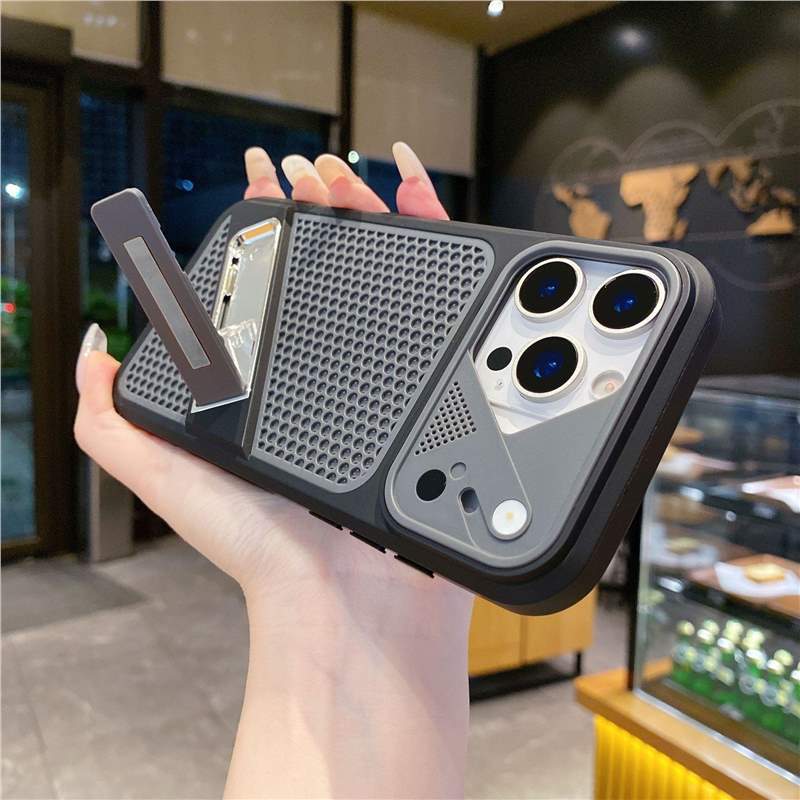 Applicable To iPhone17Pro Mobile Phone Case Bingfeng Honeycomb Heat Dissipation Invisible Bracket Apple 16 Mech Lens Jacket