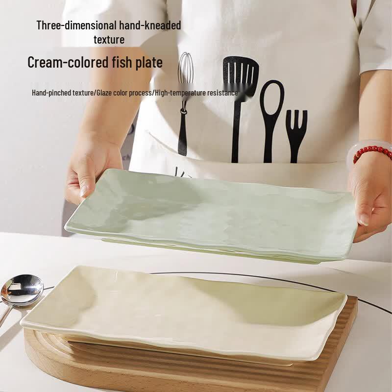 Jieyachie 12-inch Ceramic Rectangular Fish Plate
