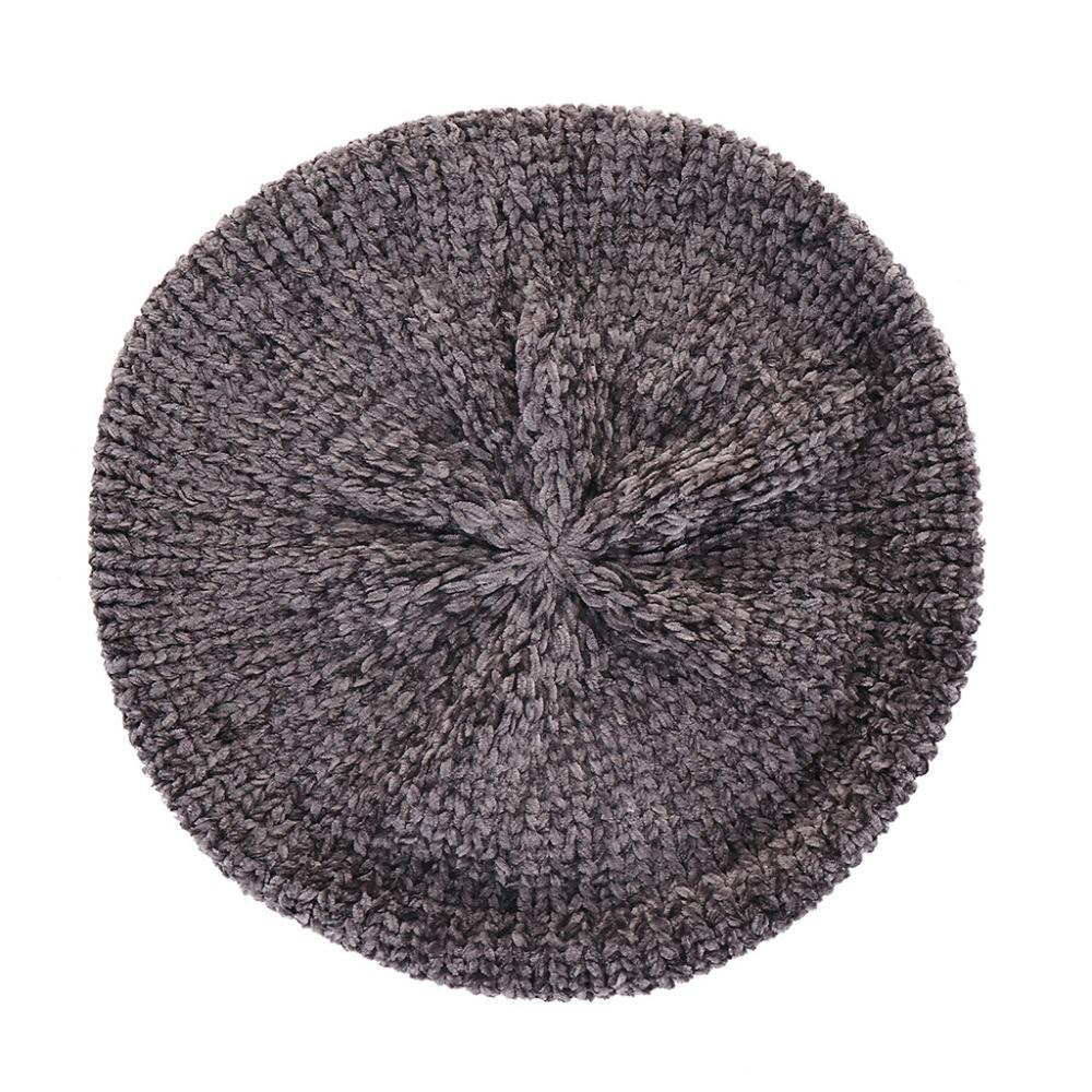 Soft Chenille Knitted Beret Hat Knitted Plain Beret Cap New Warm Winter Hat Spring, Autumn, Winter
