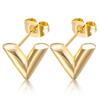 Orecchini a lobo in Acciaio Inossidabile e Oro 18K a forma di V - Accessorio di Moda Semplice e Versatile (12MM)