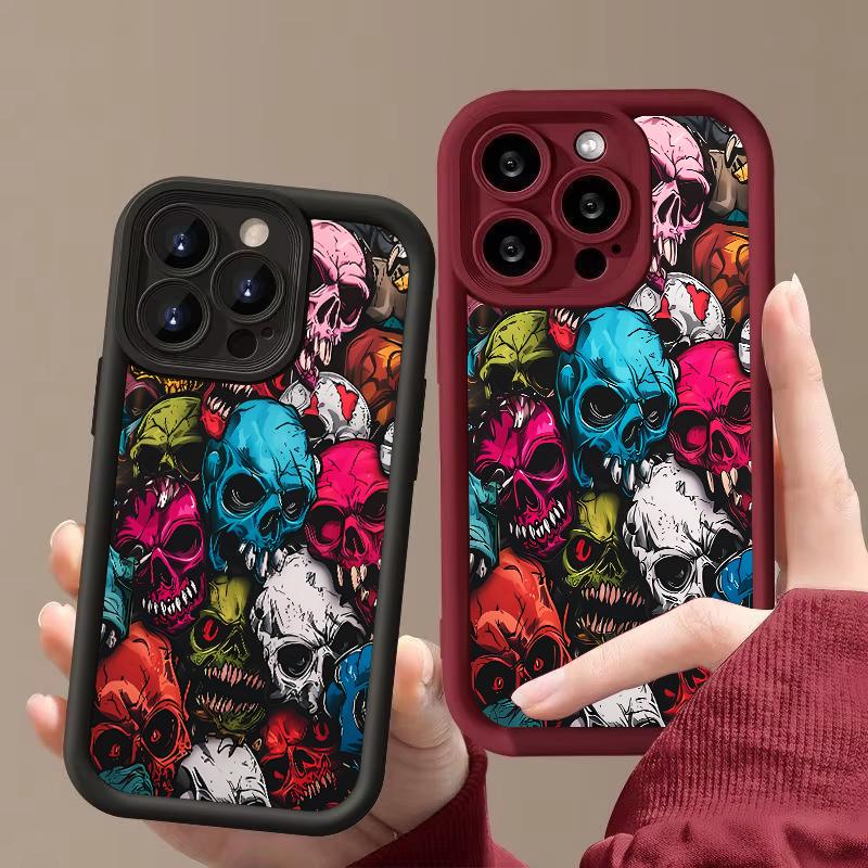 Fashionable Colorful Skull Pattern Phone Case For iPhone 17 16 15 14 13 12 11 Pro Max 17 Air 16E X XR XS 7 8 Plus Soft Cover